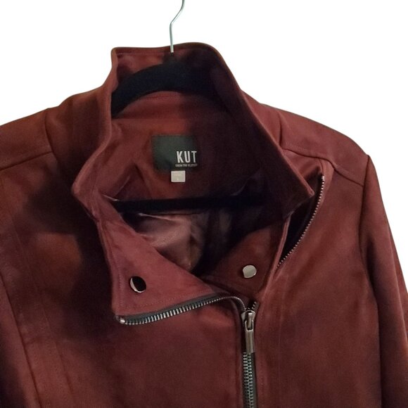 Kut From the Kloth Plum  Faux Suede Moto Eveline Jacket Large - Picture 4 of 12